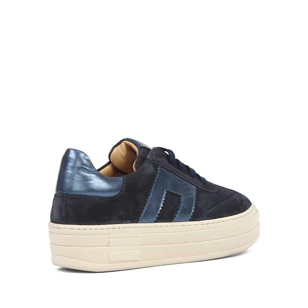 Kadın Lacivert Bağcıklı Kalın Tabanlı Süet Deri Sneaker