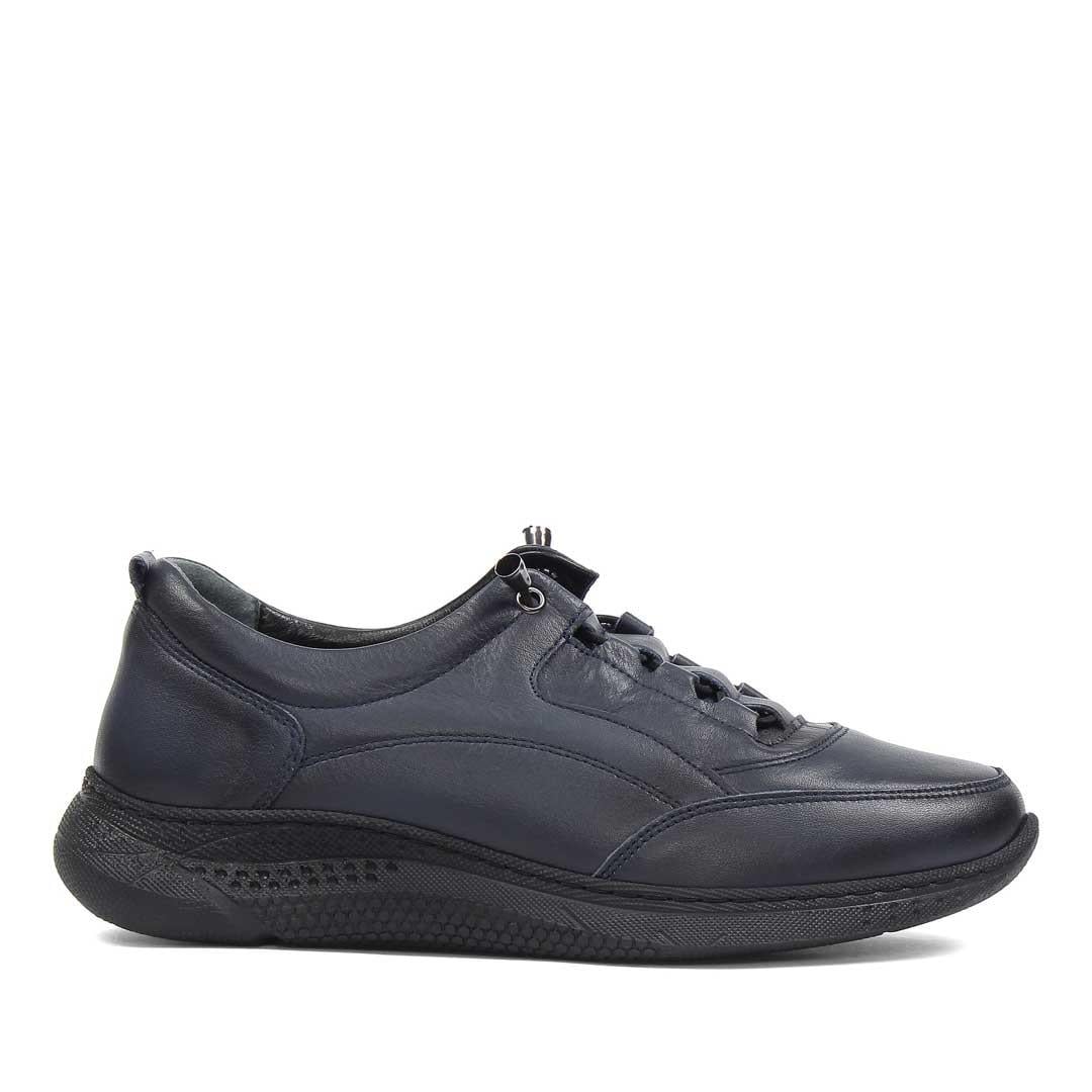 Kadın Lacivert Kalın Tabanlı Deri Sneaker