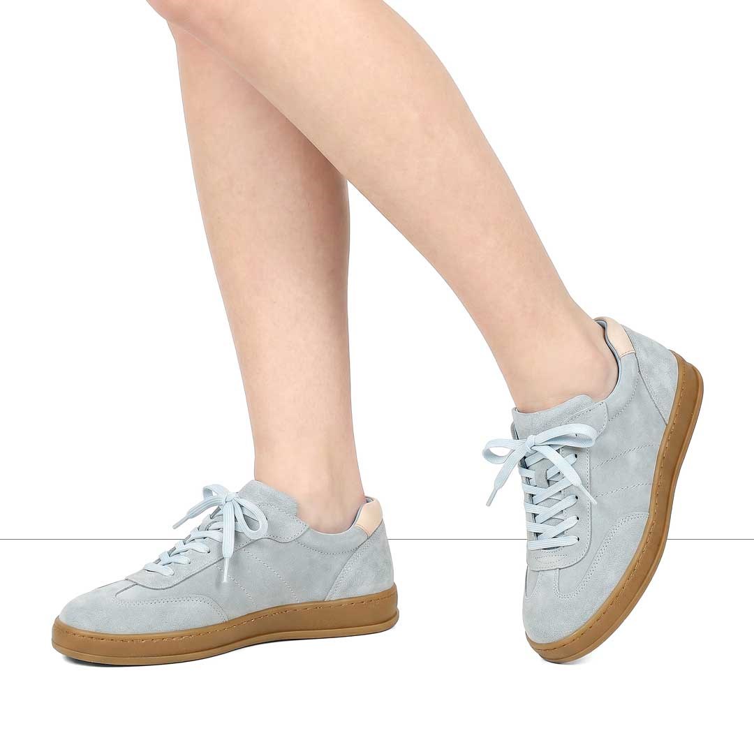 Kadın Mavi Kalın Tabanlı Süet Deri Sneaker