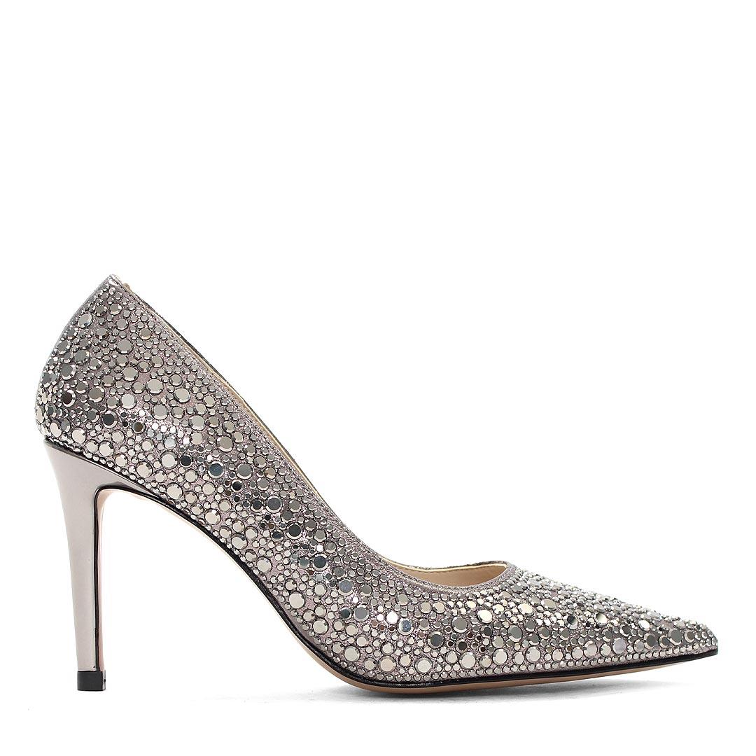 Kadın Platin Parlak İnce Topuklu Stiletto