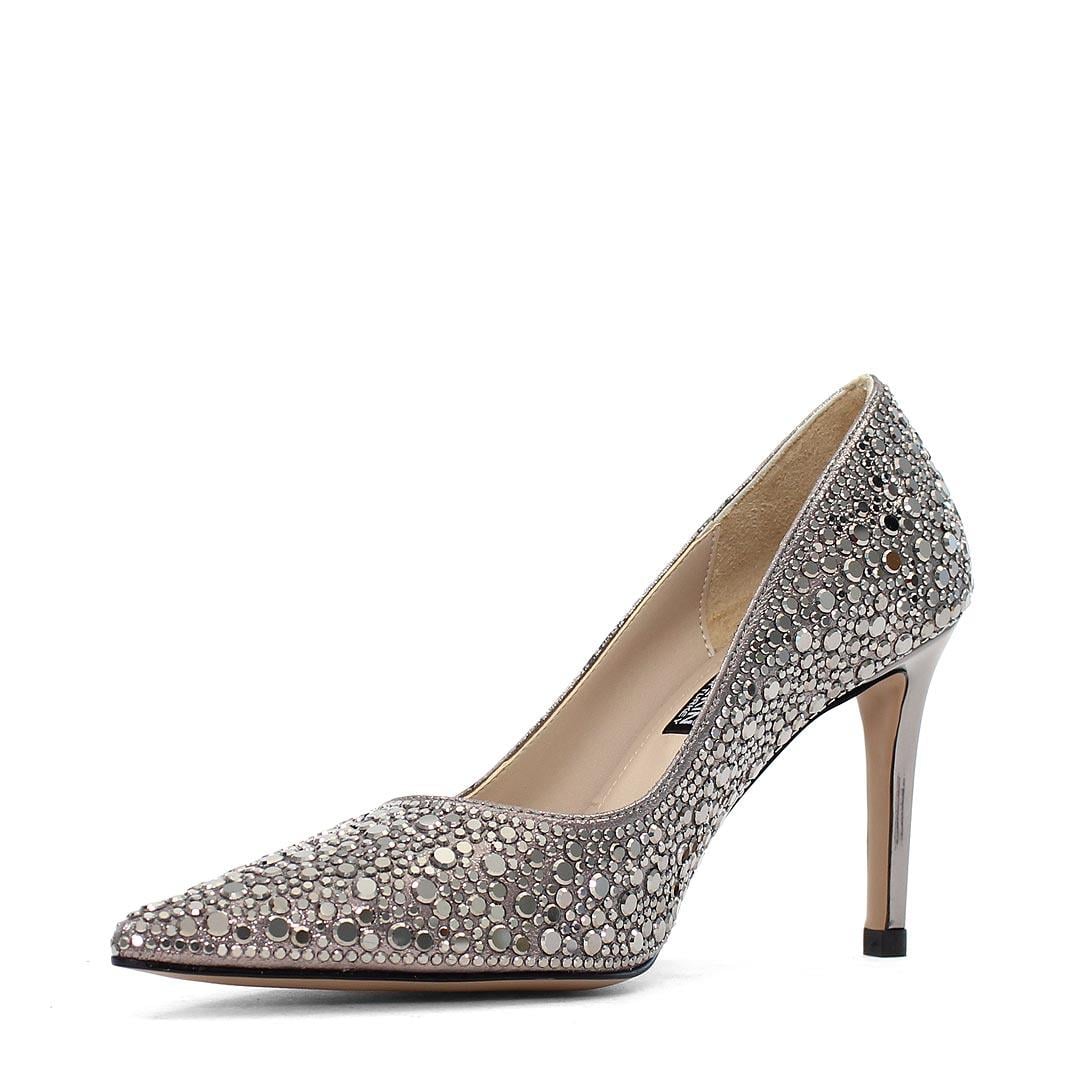 Kadın Platin Parlak İnce Topuklu Stiletto