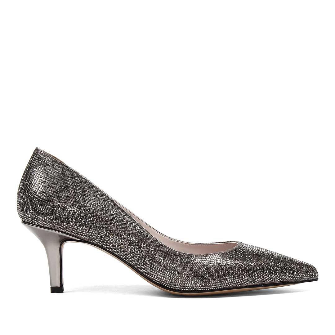 Kadın Platin Taşlı İnce Topuklu Stiletto
