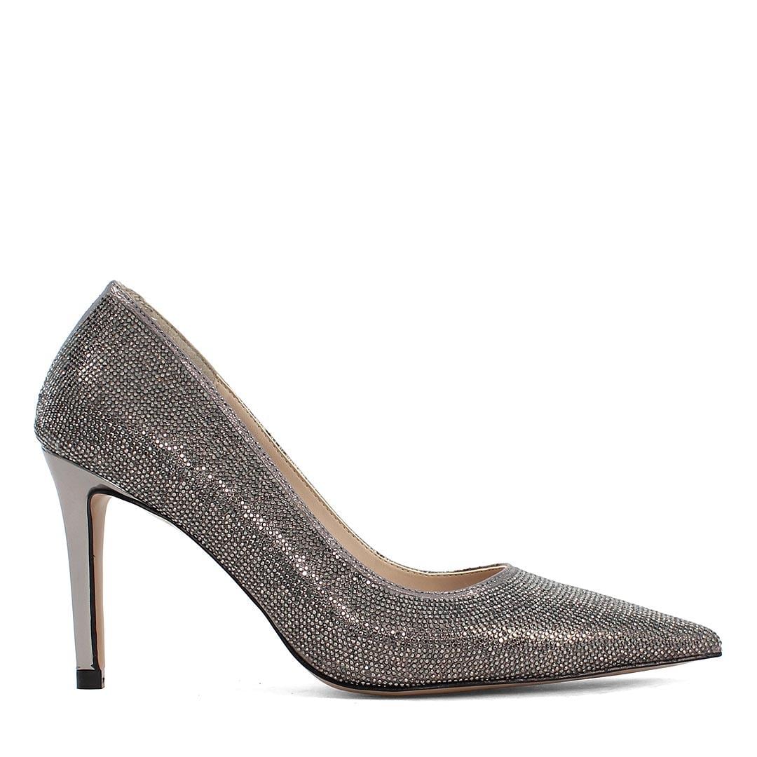 Kadın Platin Taşlı İnce Topuklu Stiletto