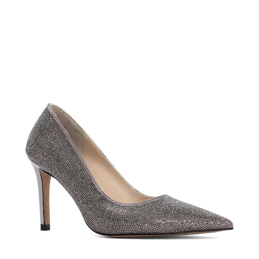 Kadın Platin Taşlı İnce Topuklu Stiletto