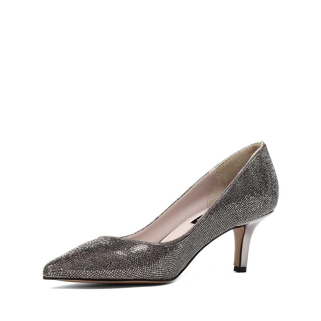 Kadın Platin Taşlı İnce Topuklu Stiletto