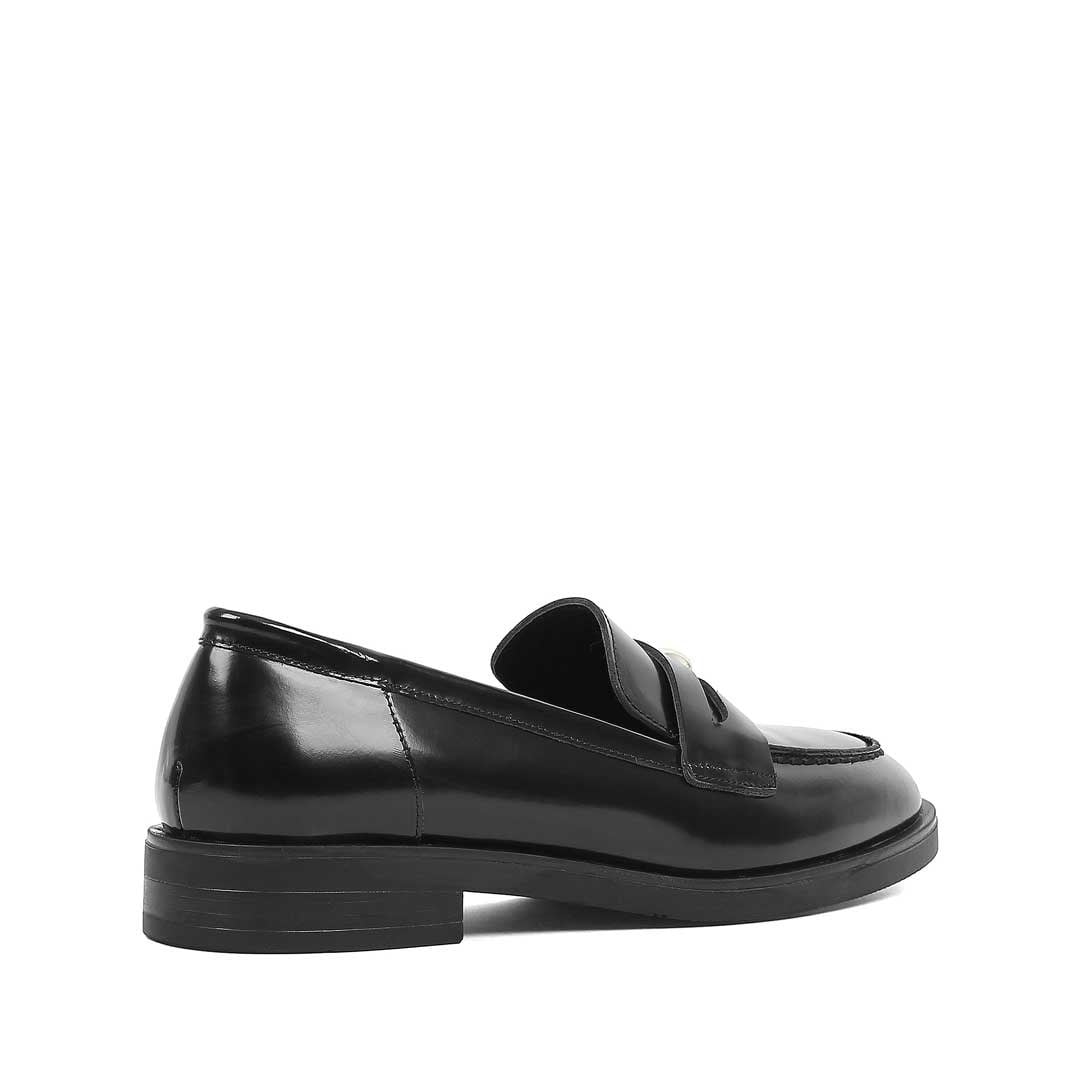 Kadın Siyah Açma Deri Loafer
