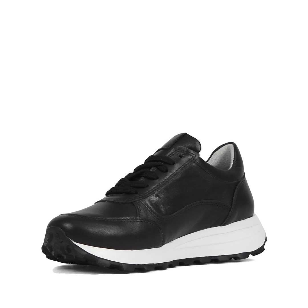Kadın Siyah Bağcıklı Fermuarlı Deri Sneaker