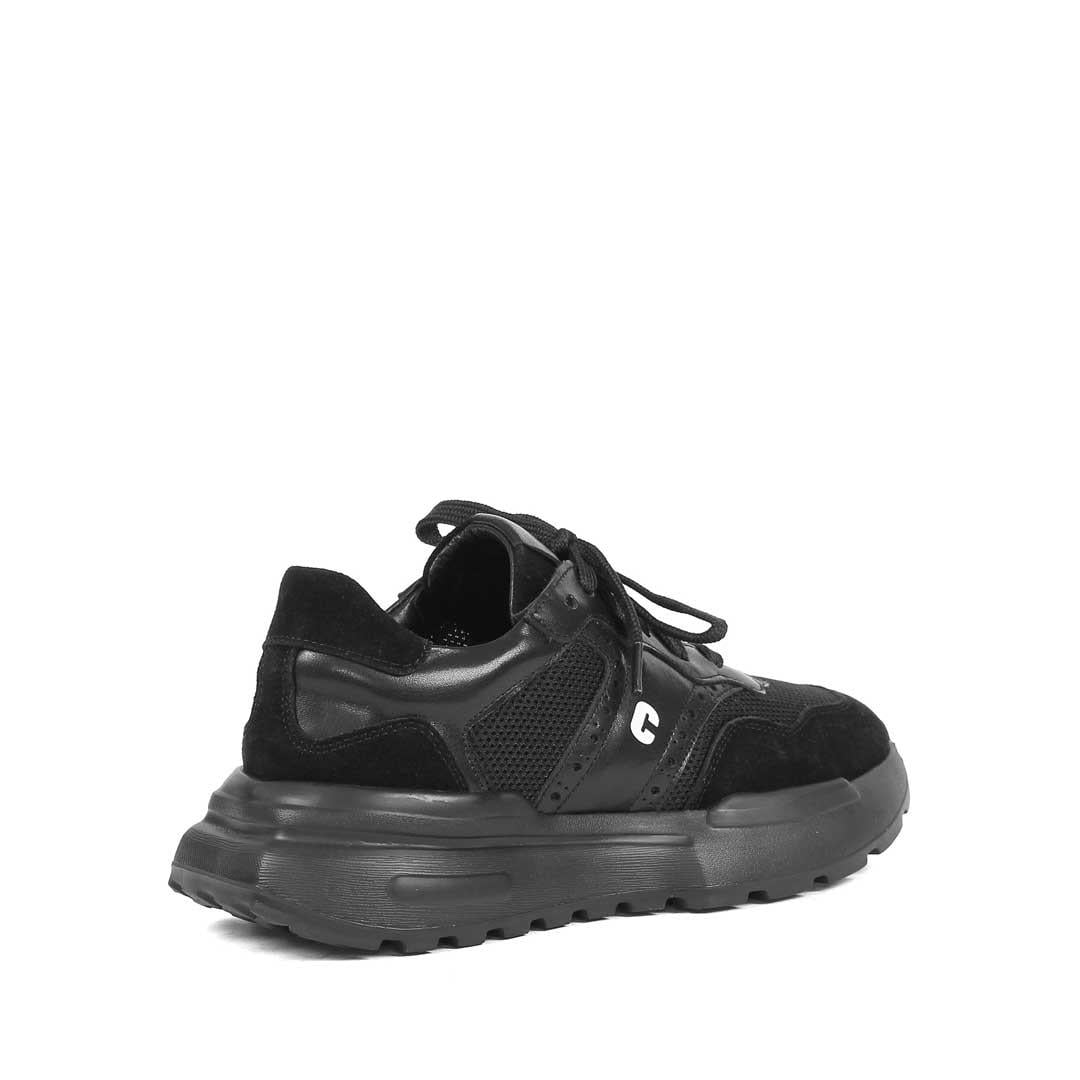 Kadın Siyah Bağcıklı Kalın Tabanlı Süet Deri Sneaker