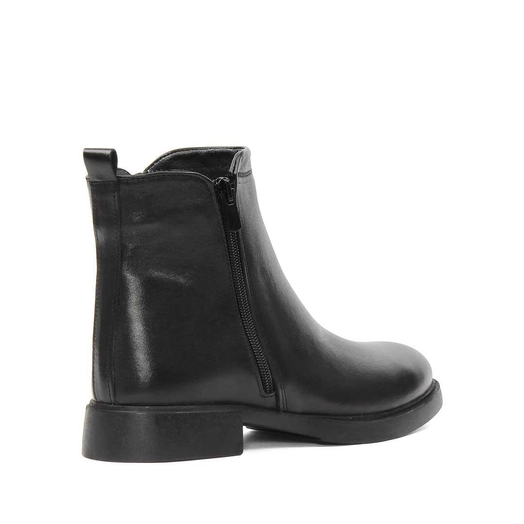 Kadın Siyah Çift Fermuarlı Deri Bot