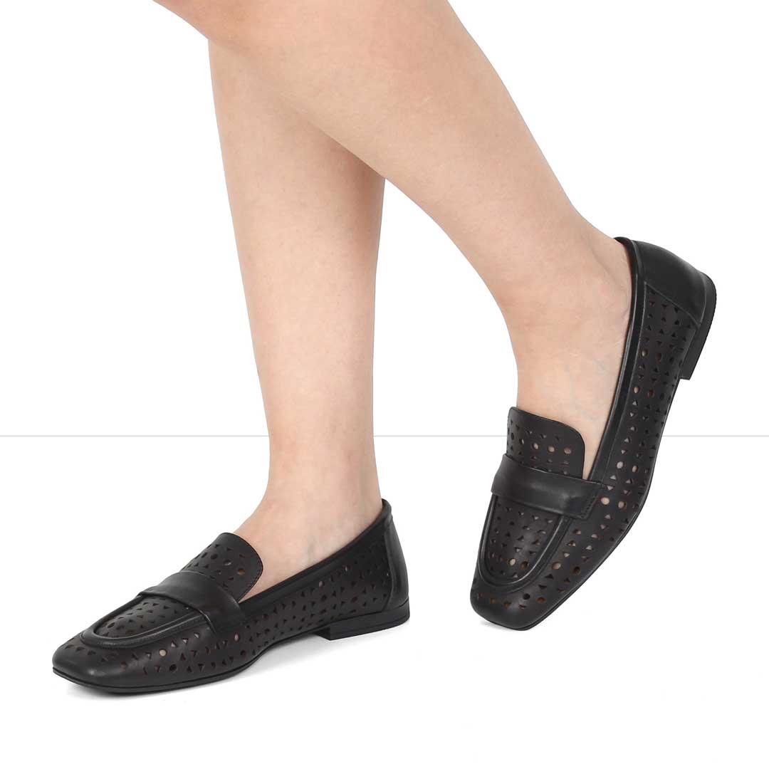 Kadın Siyah Deri Loafer