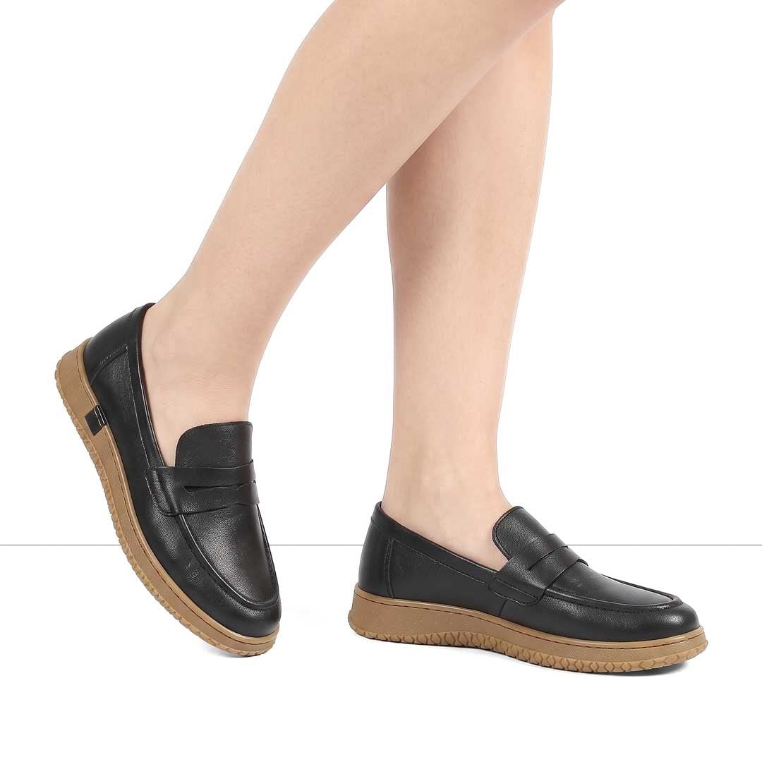 Kadın Siyah Deri Loafer