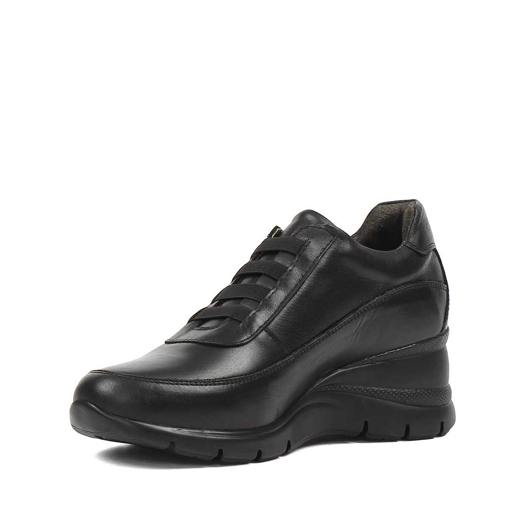 Kadın Siyah Dolgu Topuklu Deri Sneaker