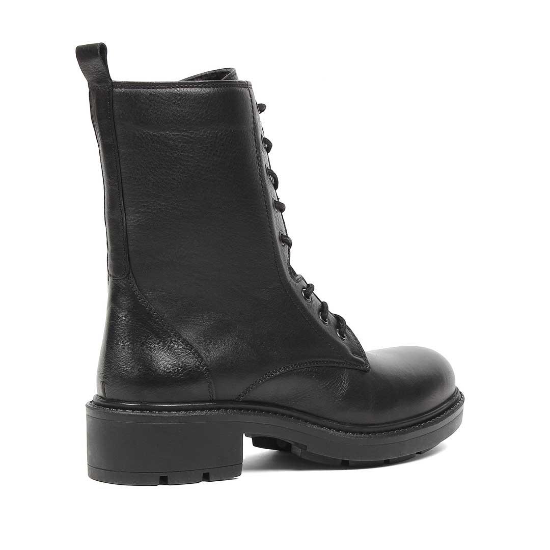 Kadın Siyah Fermuarlı Kalın Tabanlı Deri Postal Bot