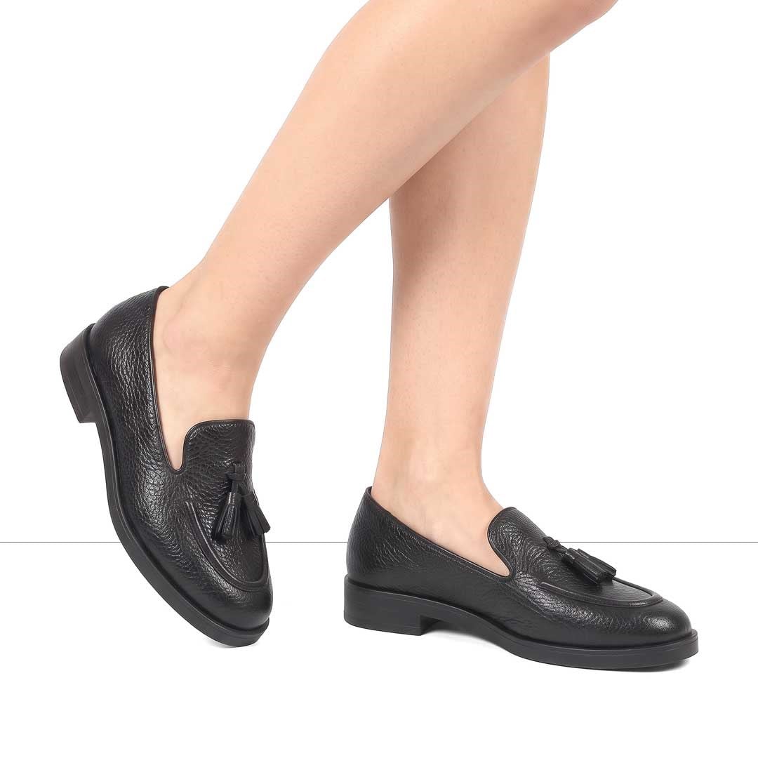 Kadın Siyah Floter Deri Loafer