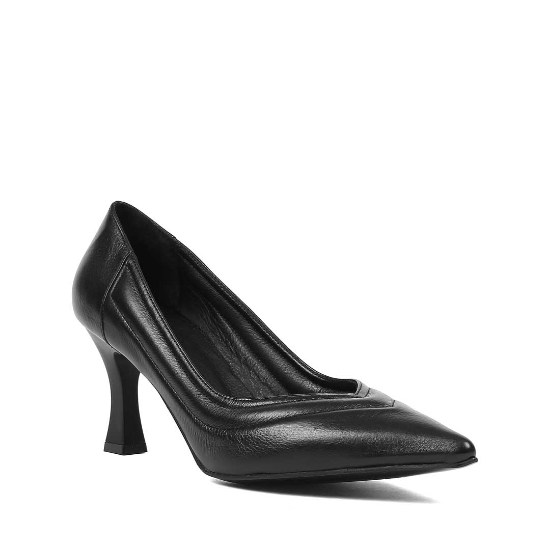 Kadın Siyah İnce Topuklu Deri Stiletto