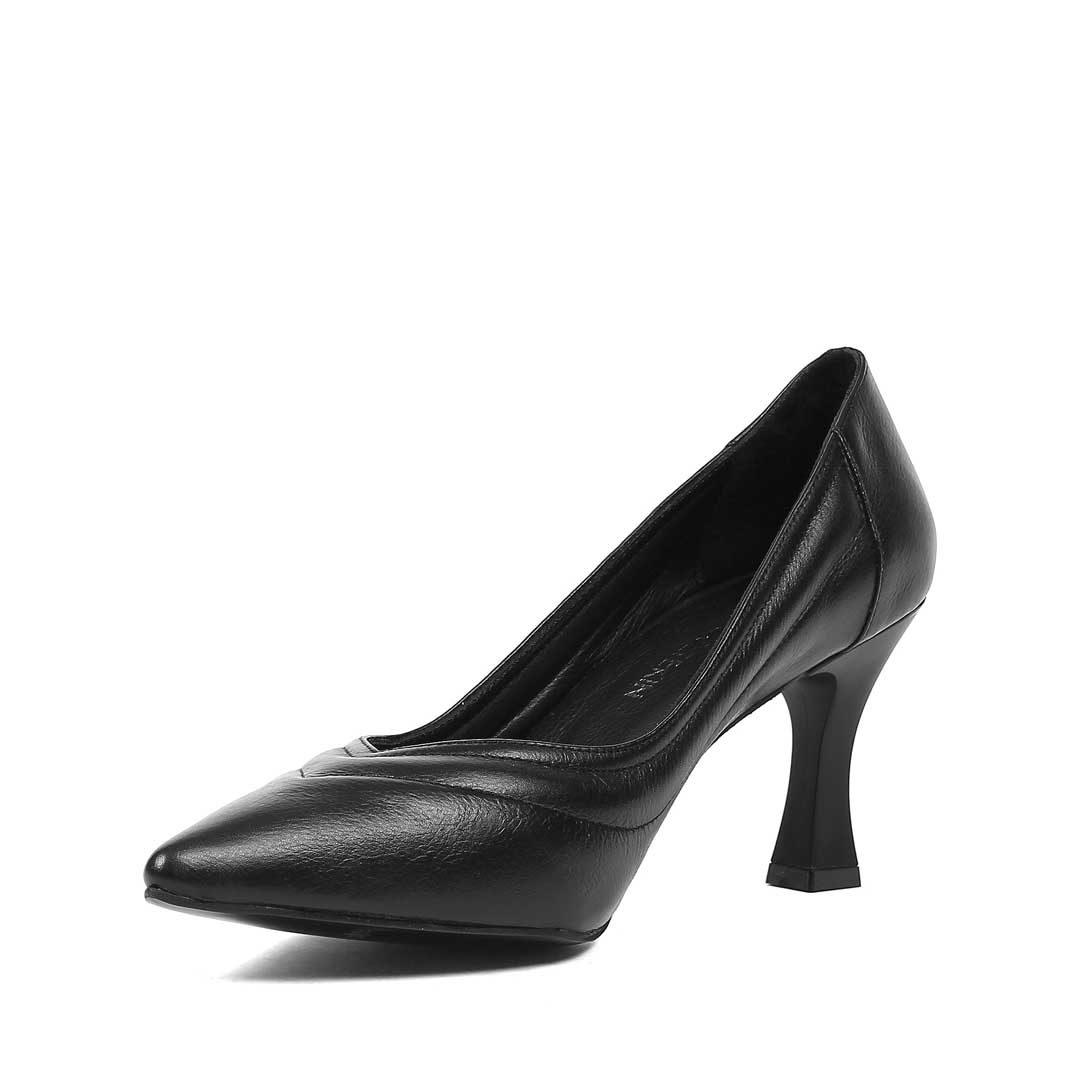Kadın Siyah İnce Topuklu Deri Stiletto