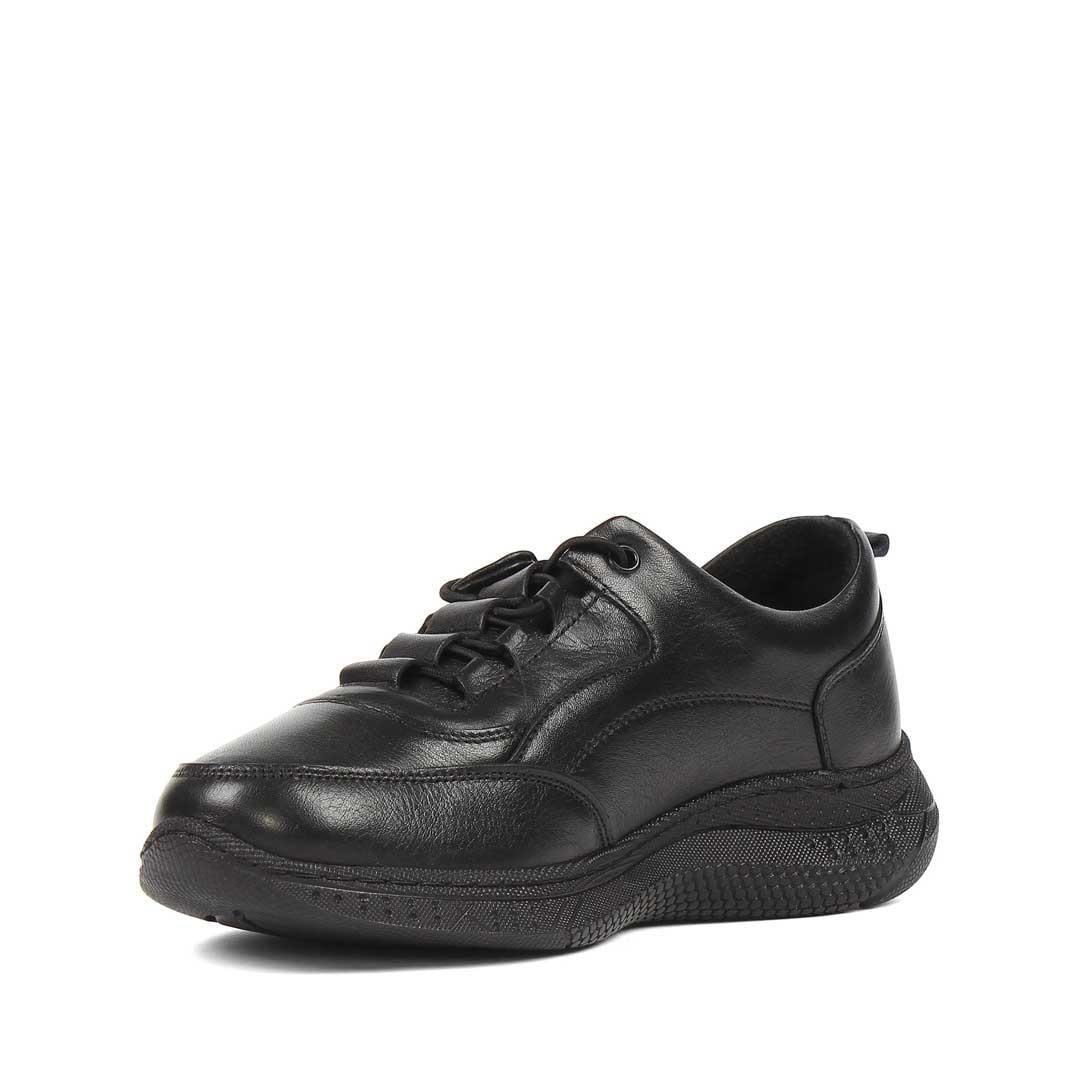 Kadın Siyah Kalın Tabanlı Deri Sneaker