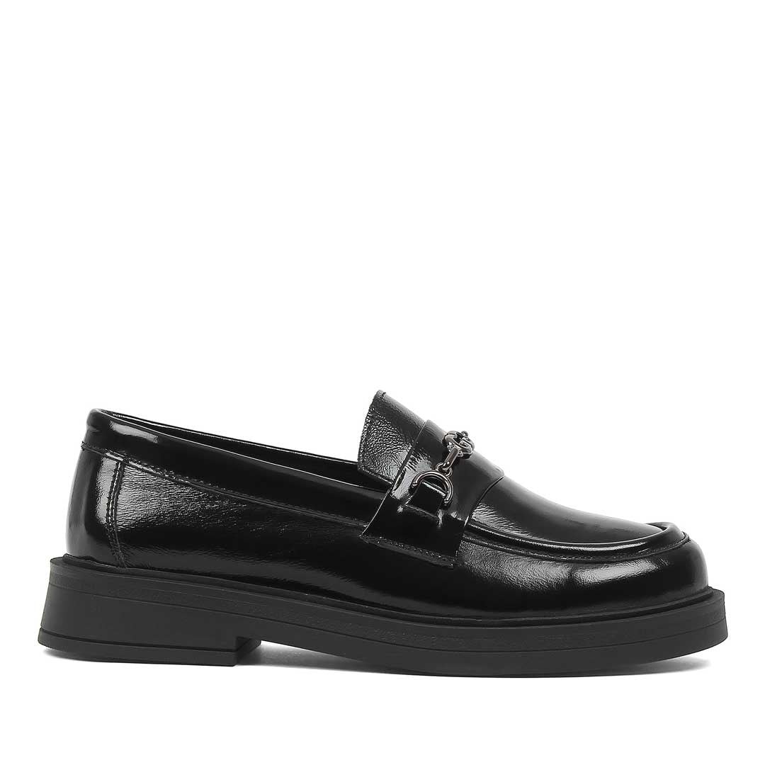 Kadın Siyah Rugan Deri Loafer