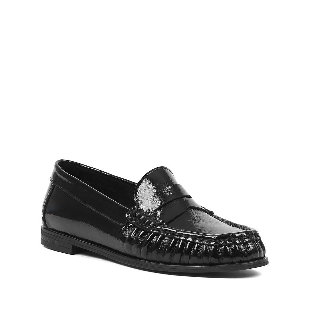 Kadın Siyah Rugan Deri Loafer