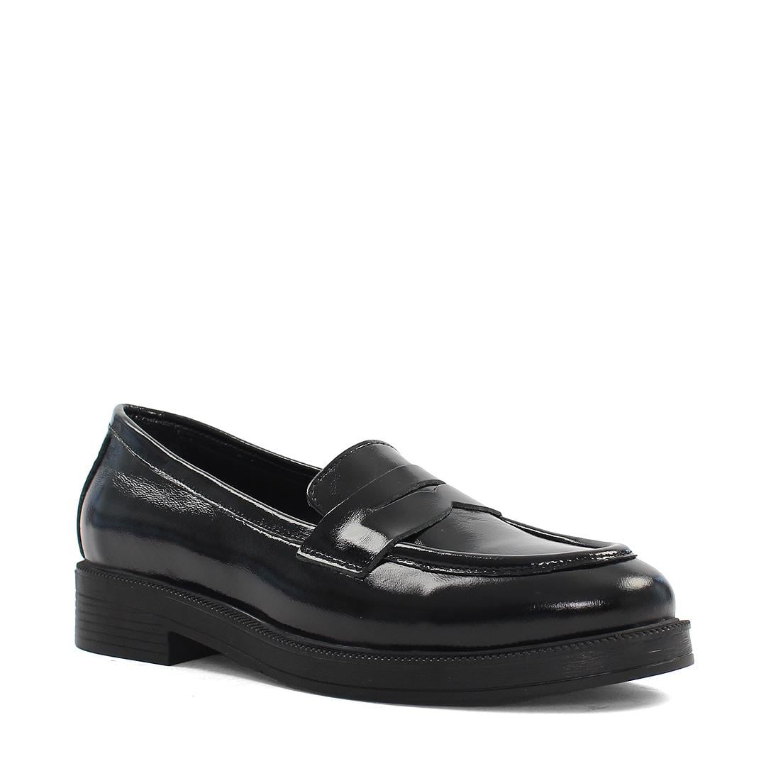 Kadın Siyah Rugan Deri Loafer