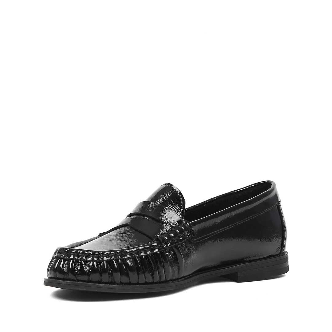 Kadın Siyah Rugan Deri Loafer
