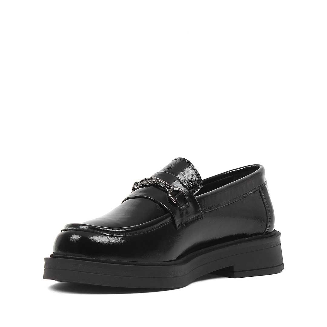 Kadın Siyah Rugan Deri Loafer