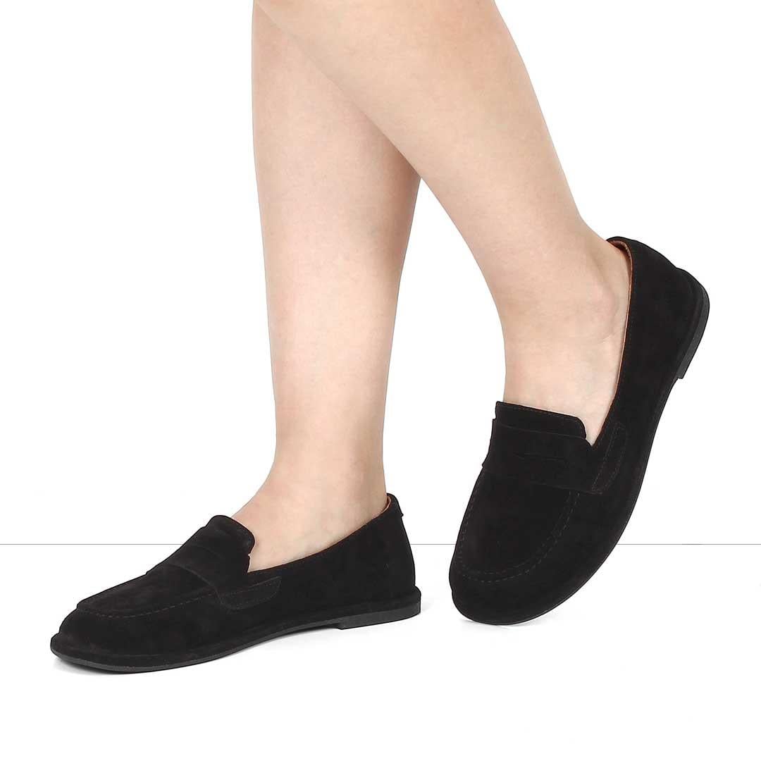 Kadın Siyah Süet Deri Loafer