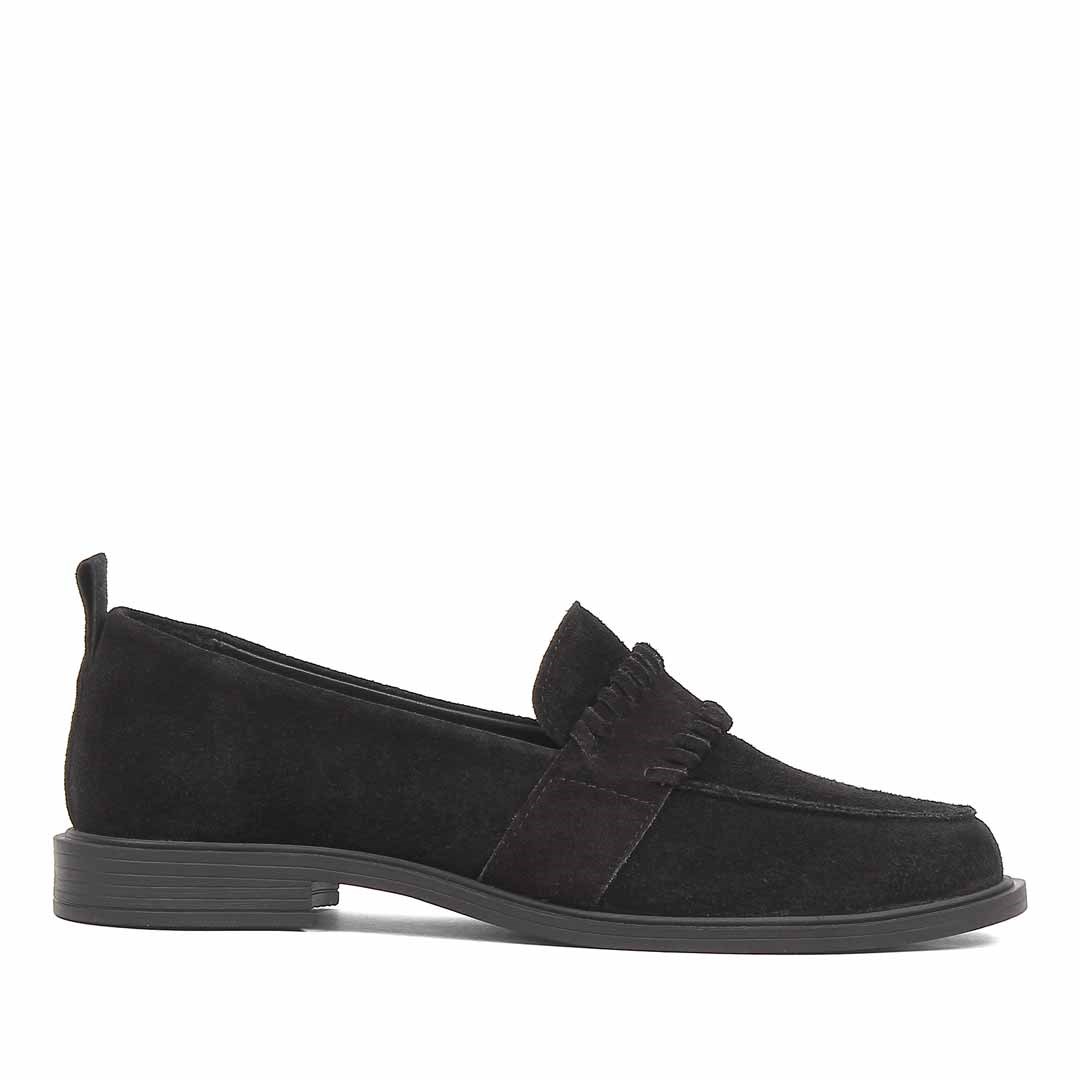 Kadın Siyah Süet Deri Loafer