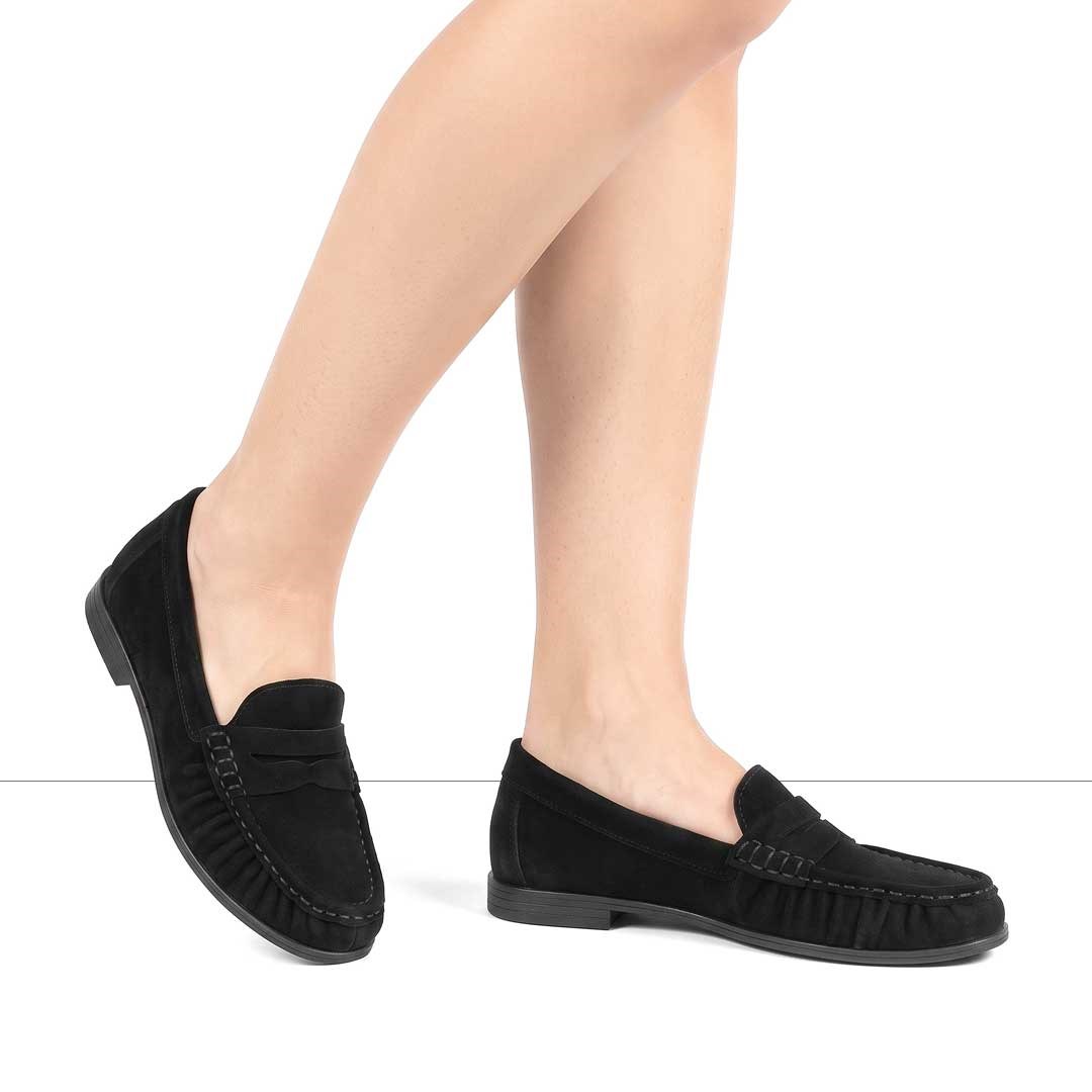 Kadın Siyah Süet Deri Loafer