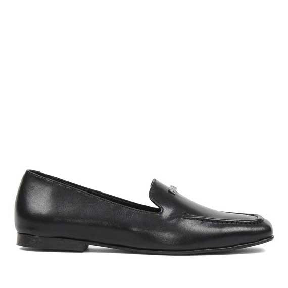 Kadın Siyah Tokalı Deri Loafer