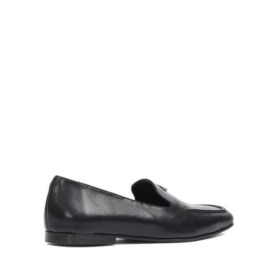 Kadın Siyah Tokalı Deri Loafer