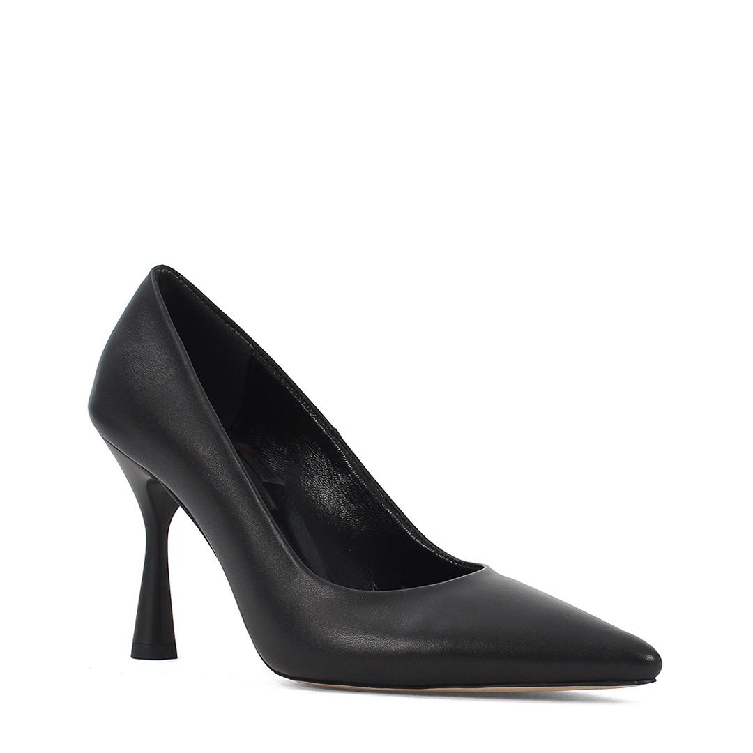 Kadın Siyah Yüksek İnce Topuklu Deri Stiletto