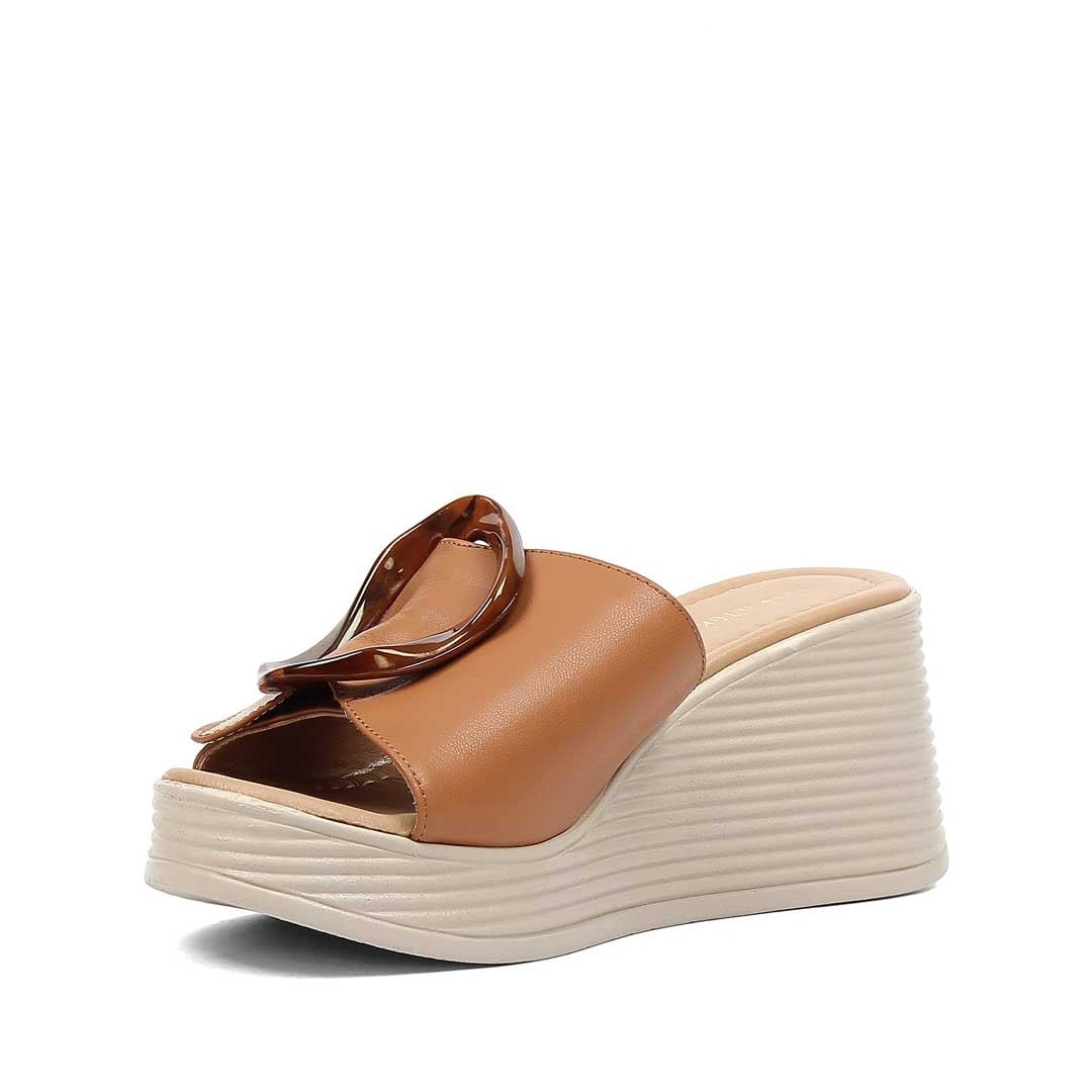 Kadın Taba Dolgu Topuklu Deri Terlik