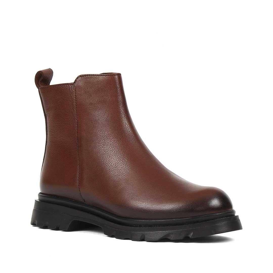 Kadın Taba Fermuarlı Deri Bot