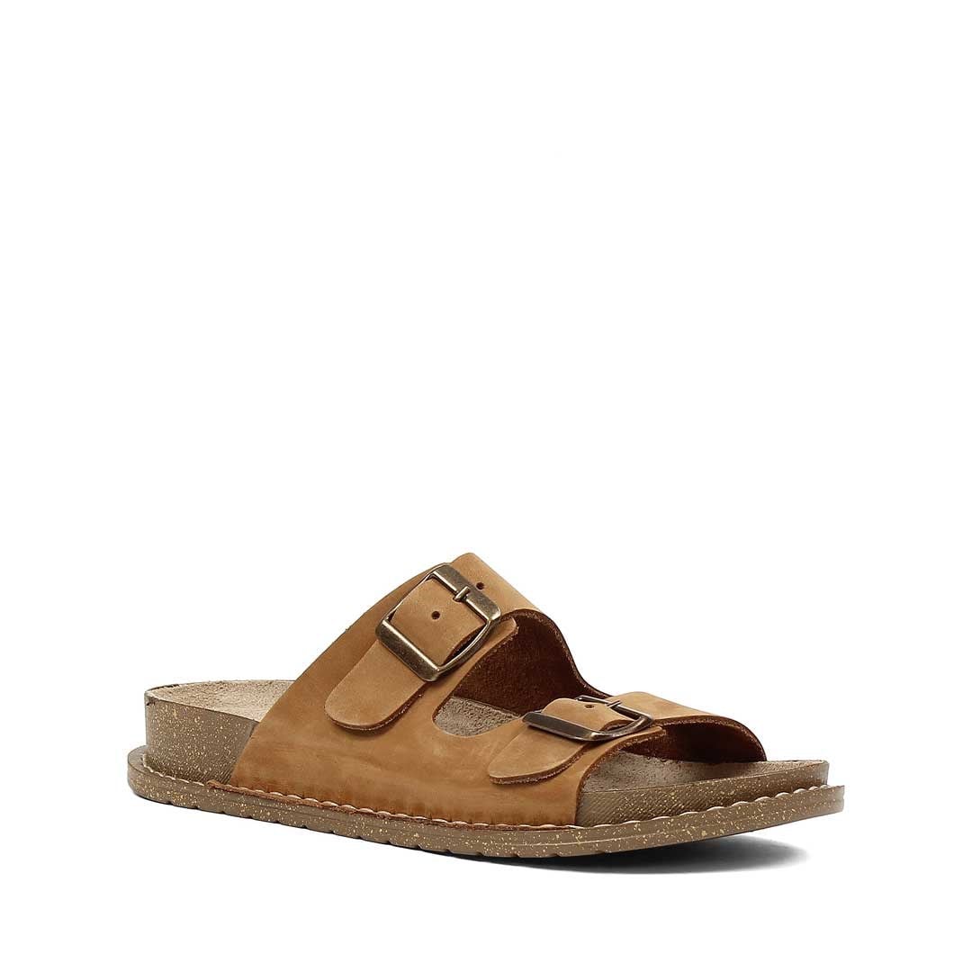 Kadın Taba Nubuk Tokalı Deri Terlik