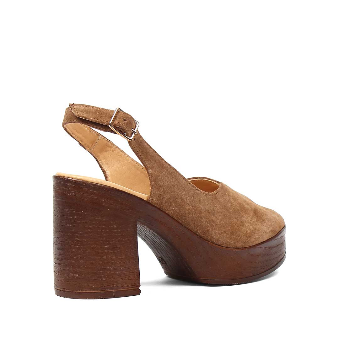Kadın Taba Platform Topuklu Süet Deri Sandalet