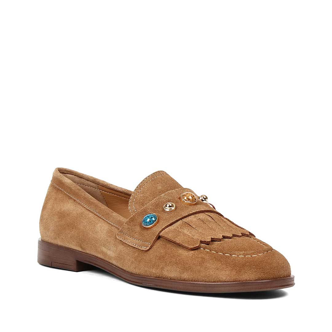 Kadın Taba Püsküllü Süet Deri Loafer