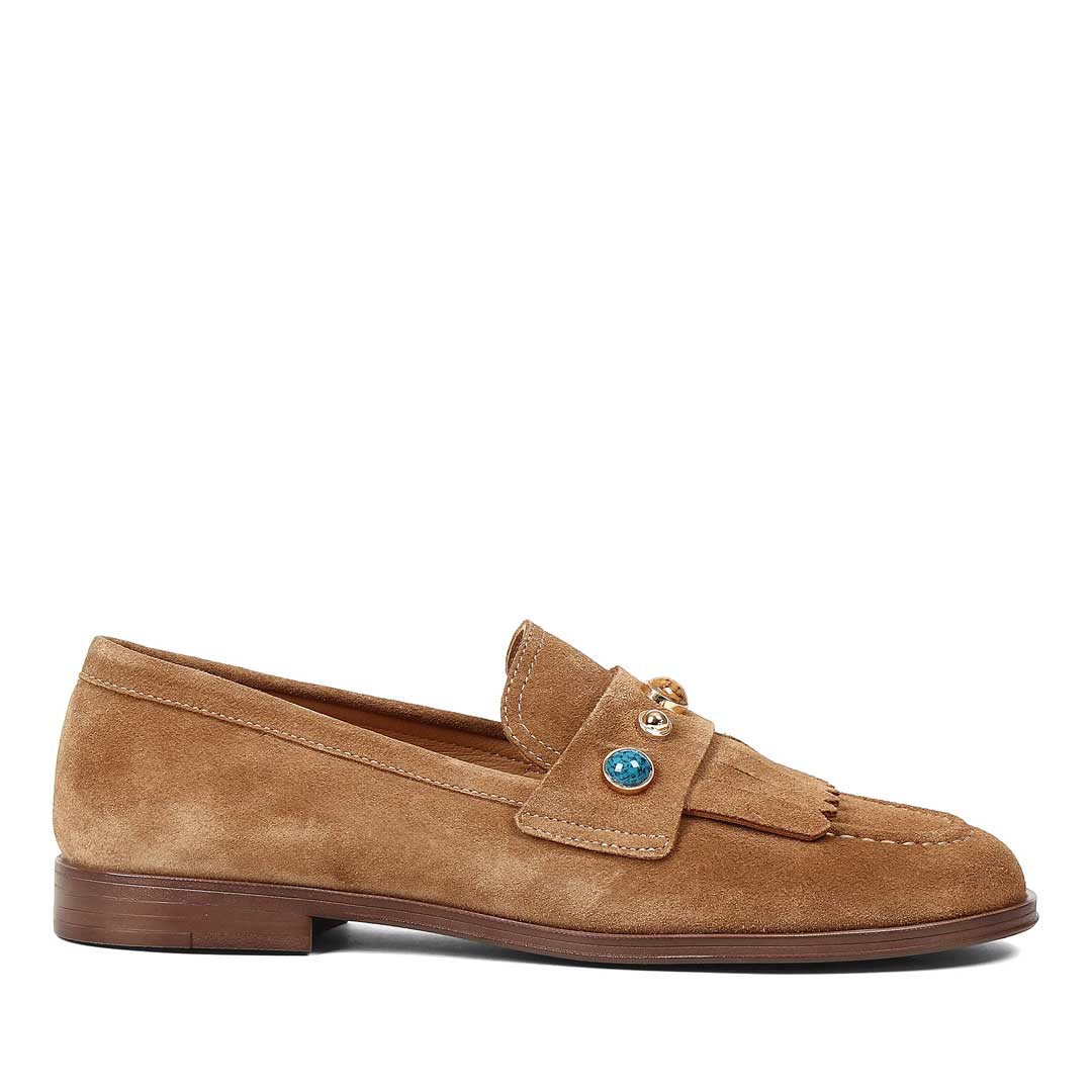 Kadın Taba Püsküllü Süet Deri Loafer