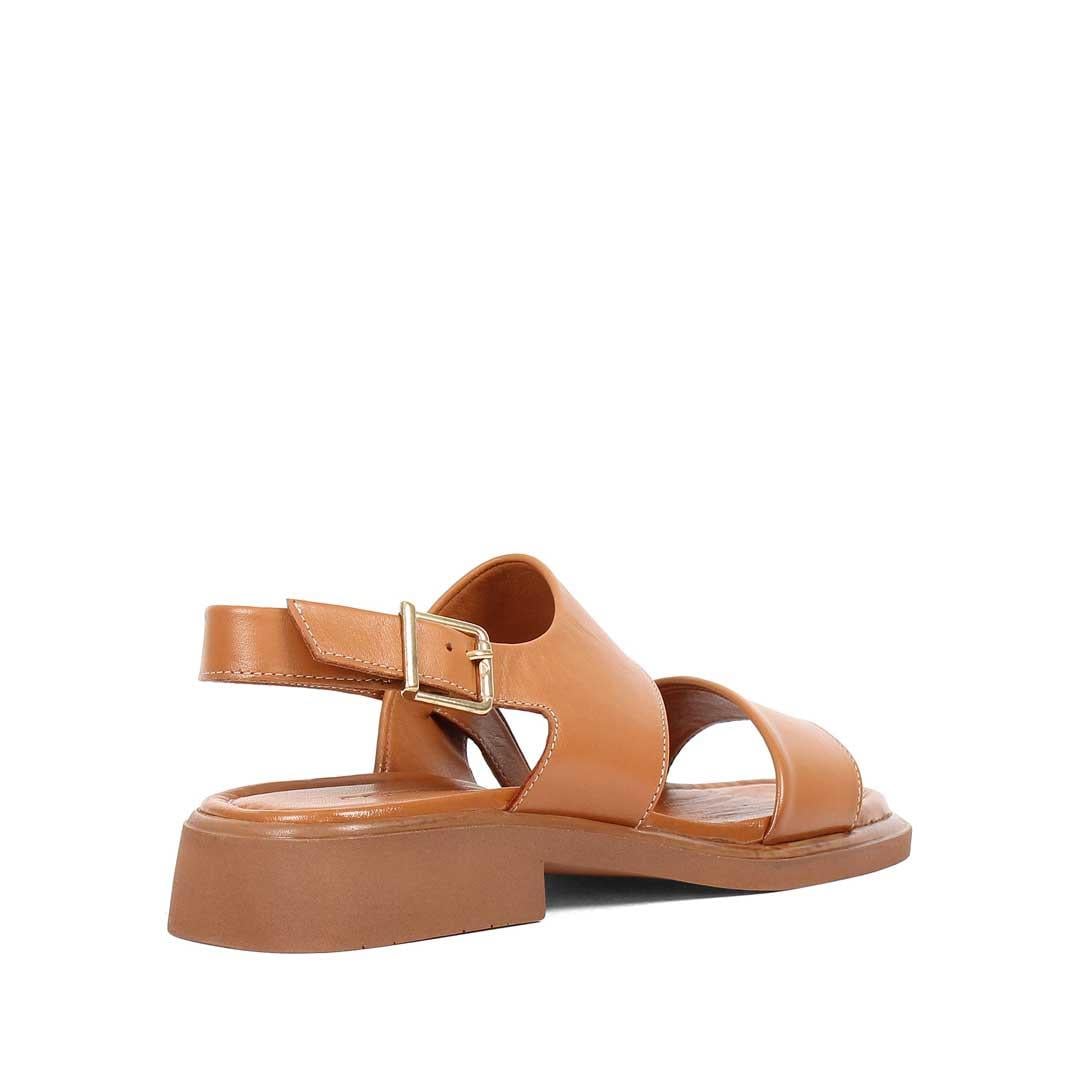 Kadın Taba Tokalı Kalın Bantlı Deri Sandalet