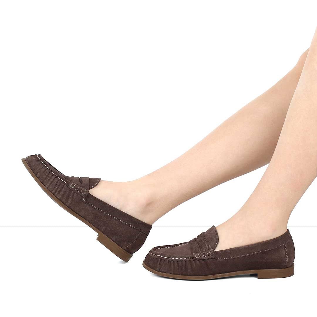Kadın Vizon Süet Deri Loafer