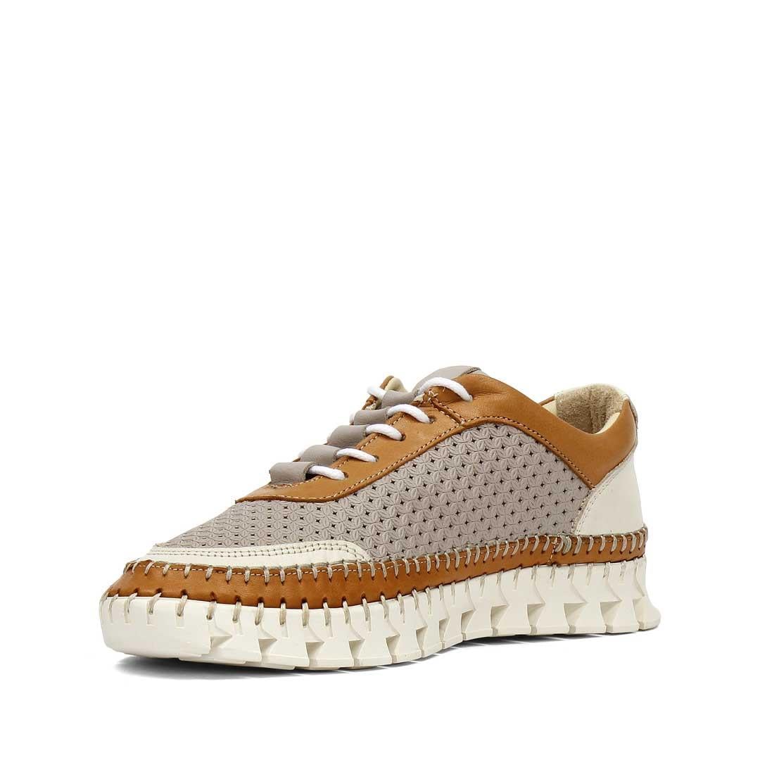 Kadın Vizon Taba Bağcıklı Kalın Tabanlı Deri Sneaker