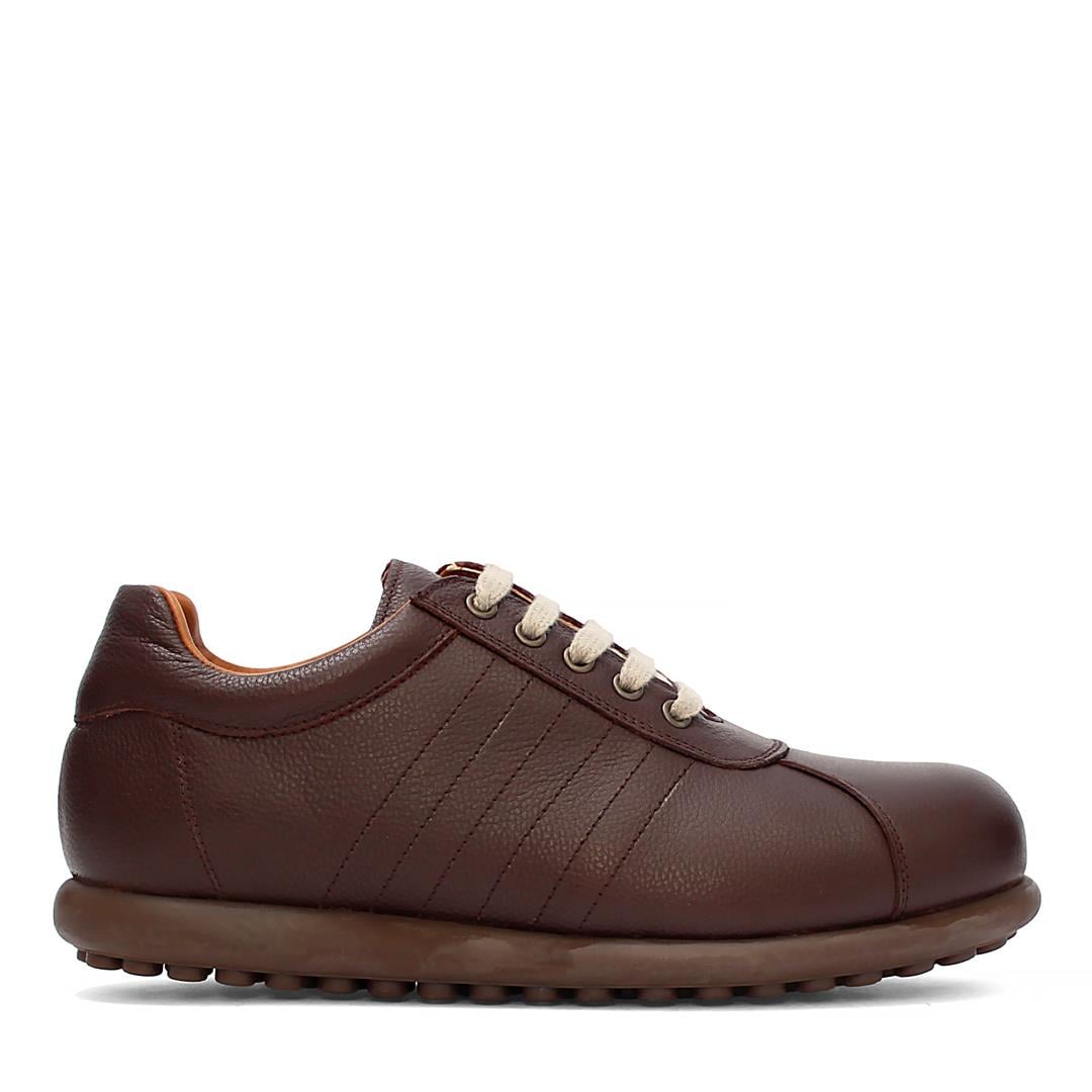 Erkek Kahverengi Bağcıklı Deri Sneaker