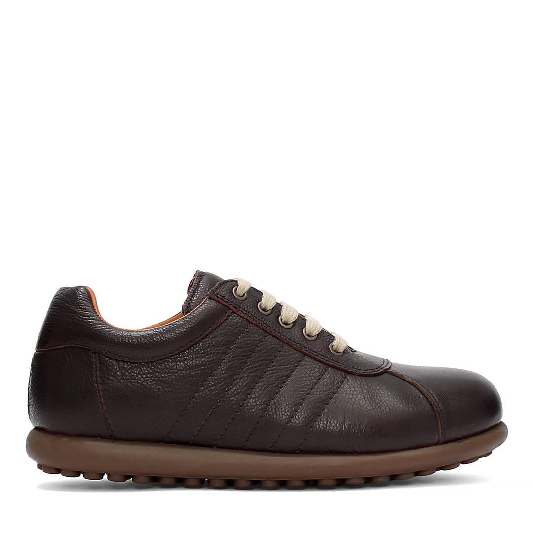 Erkek Koyu Kahverengi Bağcıklı Deri Sneaker