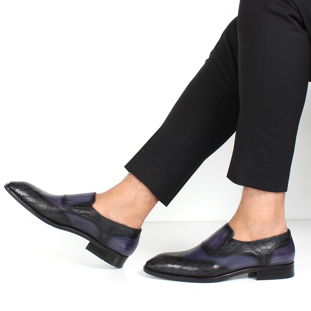 Erkek Lacivert Deri Loafer