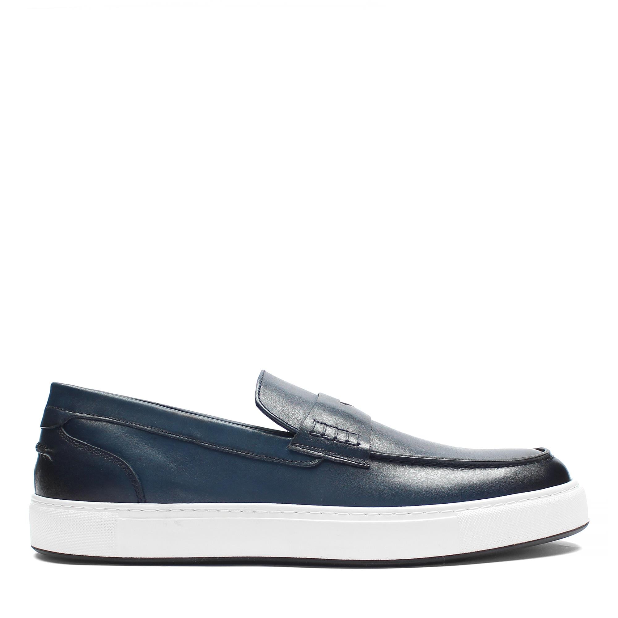 Erkek Lacivert Deri Loafer