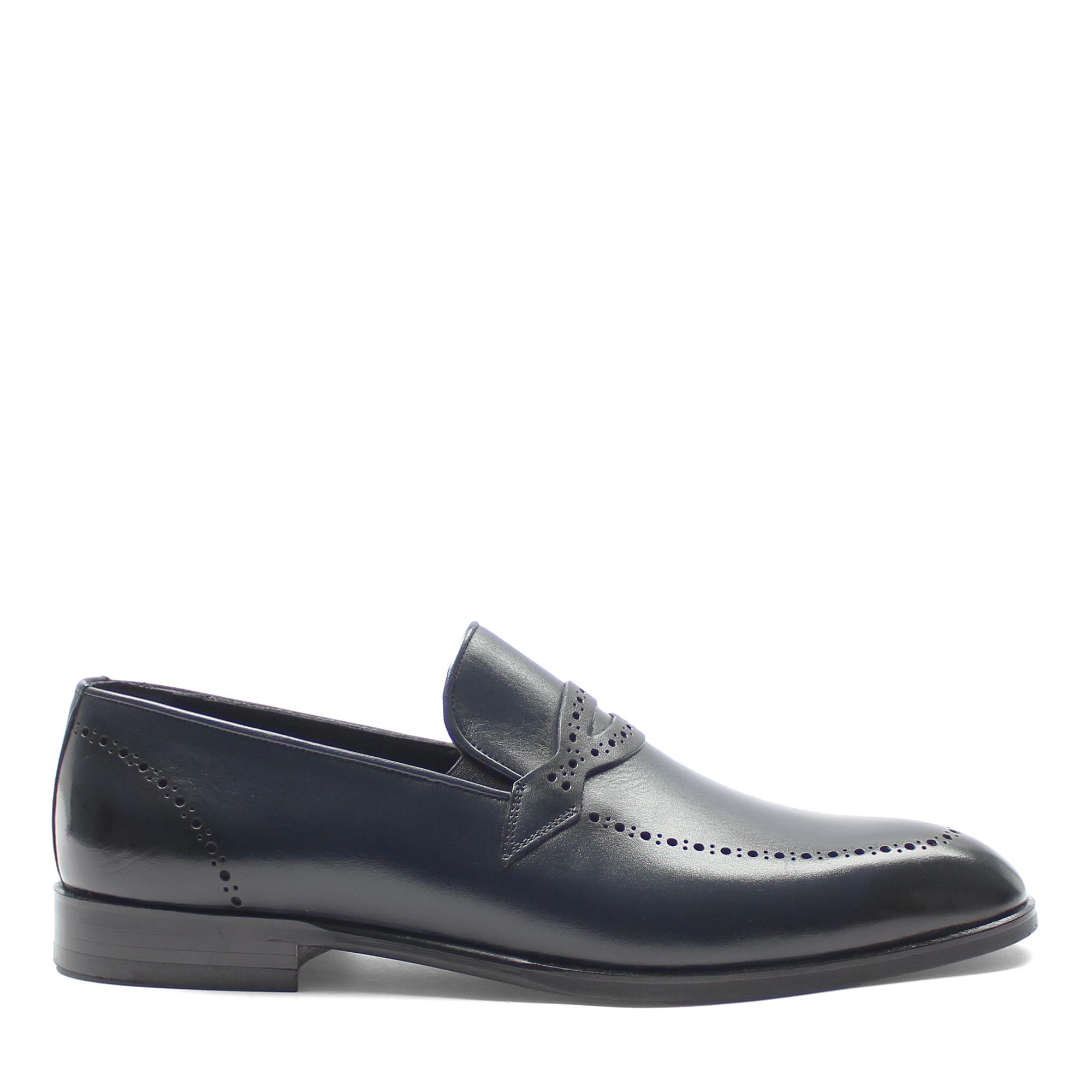 Erkek Lacivert Deri Loafer