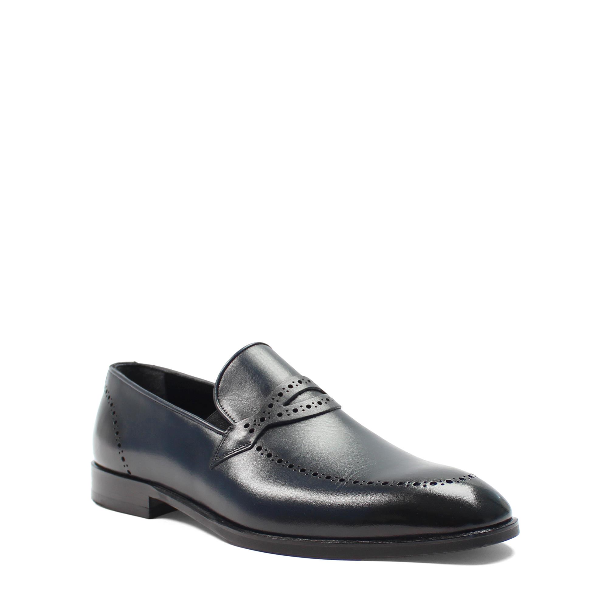 Erkek Lacivert Deri Loafer
