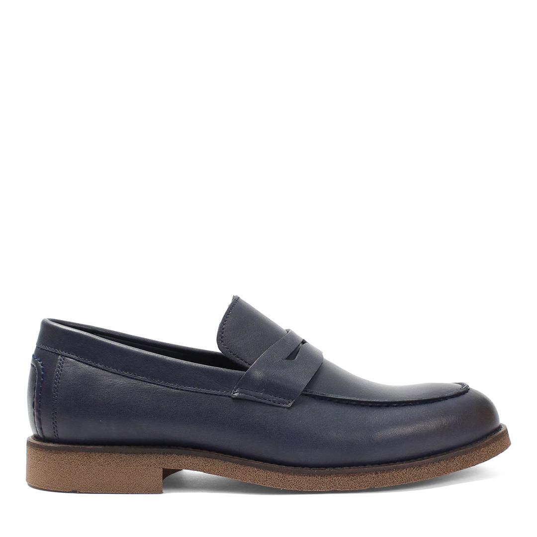 Erkek Lacivert Deri Loafer