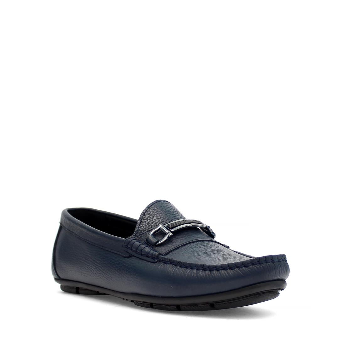 Erkek Lacivert Deri Loafer