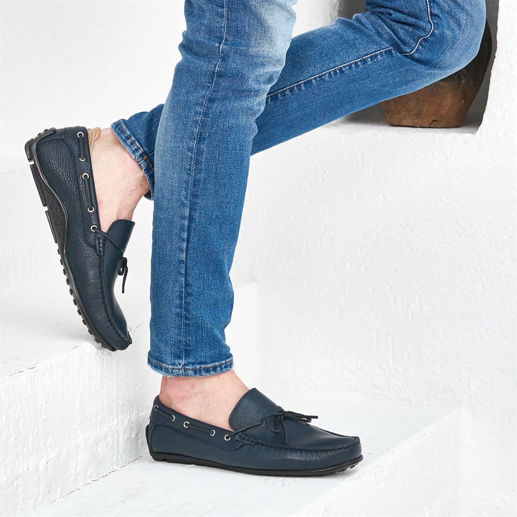 Erkek Lacivert Deri Loafer